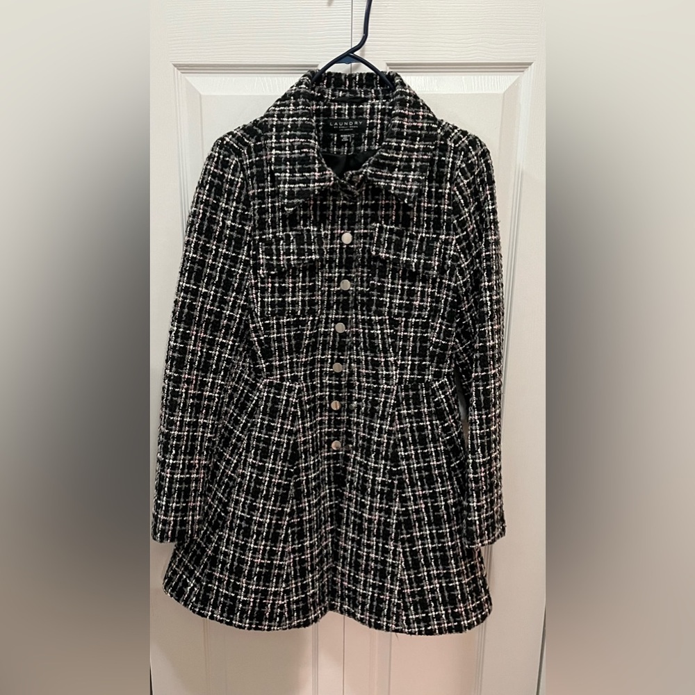 Laundry By Shelli Segal Black and White Tweed Coat